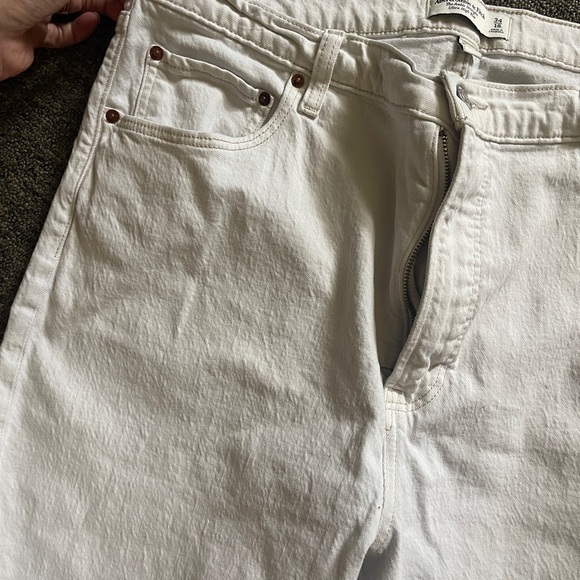 Abercrombie & Fitch ankle straight ultra high rise white denim jeans size 34 - Picture 5 of 7